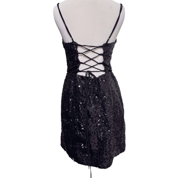 Lucy in the Sky Sequin Corset Mini Dress in Black Size Large - Picture 4 of 12